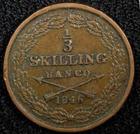 Sweden Oscar I Copper 1846 1/3 Skilling Mintage-78,768 KM# 657 (516)