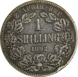 South Africa Silver Johannes Paulus Kruger 1892 Shilling Mintage-129,627 KM#5(2)