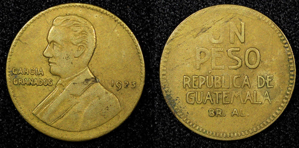 Guatemala Provisional Coinage Miguel Garcia Granados 1923 1 Peso KM# 233 (607)