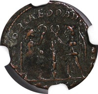 Roman Empire CONSTANS AD 337-350 AE4 BI NUMMUS (FOLLIS) /Two victories NGC (250)