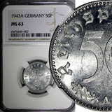 Germany - Third Reich 1943 A 50 Reichspfennig WWII Issue NGC MS63 KM# 96 (07)
