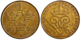 SWEDEN Gustaf V Bronze 1916 1 Öre Short "6" BU Condition KM# 777.2 (21 921)