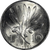Italy Aluminium 1950 R 10 Lire Pegasus UNC Condition KM# 90 (20 363)
