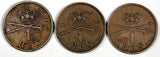 DENMARK Copper LOT OF 3 COINS 1842 FK VS 1 Rigsbankskilling KM# 726.1 (17 190)