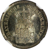 German States BAVARIA Silver 1861 1 Kreuzer NGC MS65 BU Nice Toned KM# 858 (33)