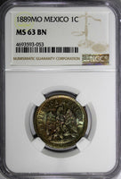 Mexico SECOND REPUBLIC Copper 1889 Mo 1 Centavo NGC MS63 BN TONING KM# 391.6