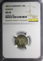 German States SAXONY-ALBERTINE Johann 1863-B Neu-Groschen NGC MS64 KM# 1219(150)