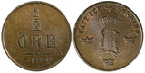 Sweden Oscar I Bronze 1858 1/2 Ore High Grade KM# 686 (21 883)