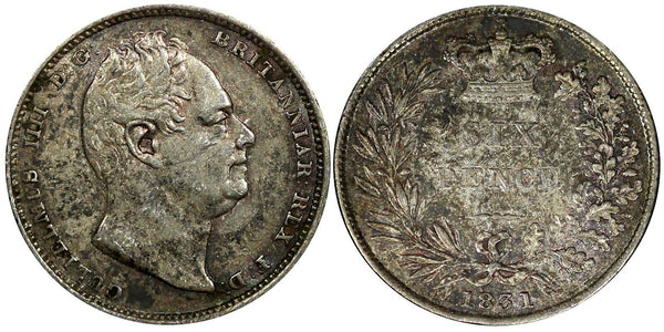 GREAT BRITAIN William IV Silver 1831 6 Pence 1st Year Type Toned KM# 712 (158)
