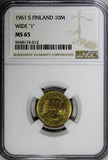Finland 1961 S 10 Markkaa "WIDE "I" NGC MS65 TOP GRADED BY NGC KM# 38 (012)