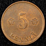 FINLAND Copper 1922 5 Penniä  UNC KM# 22 RANDOM PICK  (1 COIN)