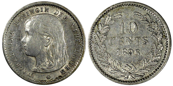 Netherlands Wilhelmina I Silver 1896 10 Cents KM# 116 (20 662)
