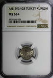Turkey Abdul Hamid II Silver AH1293//28 (1903) Kurush NGC MS63+ PLUS KM# 735(26)