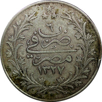 EGYPT Muhammad V Silver 1327/6 H ( 1913 ) 20 Qirsh CROWN Heaton 40mm KM# 310 (9)