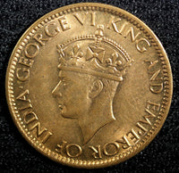 CEYLON George VI Bronze 1945 1 Cent RED BU KM# 111a (23 542)