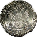Austria Franz I Silver 1819 A 20 Kreuzer NGC MS62 Vienna Mint KM# 2143 (007)