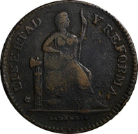 Mexico Copper 1863 SLP 1 Centavo San Luis Potosi  SCARCE KM#390.1 (14 318)