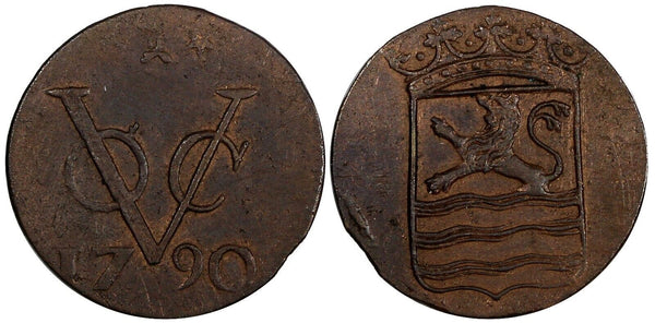 Netherlands East Indies Zeeland Copper 1790 1 Duit KM# 152.3 (20 669)