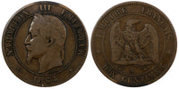 France  Napoleon III Bronze 1864 A 10 Centimes Paris Mint SCARCE KM# 798.1 (935)