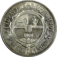 South Africa Johannes Paulus Kruger Silver 1897 2 Shillings XF KM# 6 (19 503)