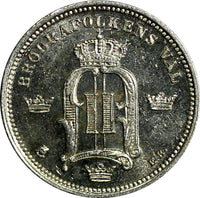 SWEDEN Oscar II (1872-1907) Silver 1897 EB 10 Ore  AU/UNC SCARCE KM# 755 (592)