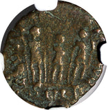 EASTERN ROMAN ARCADIUS AD 383-408 AE4 Nummus /Three emperors Spears NGC (044)