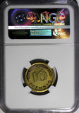 Germany Federal 1950-J 10 Pfennig NGC MINT ERROR MS61 BROADSTRUCK KM# 108 (194)