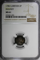 Great Britain George III 1786 2 Pence Maundy NGC MS61 1 GRADED HIGHER KM# 595