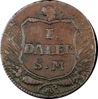 Sweden Emergency Issue Carl XII 1717 1 Daler Wits and Weapons KM# 355 ( 21 183)