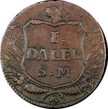 Sweden Emergency Issue Carl XII 1717 1 Daler Wits and Weapons KM# 355 ( 21 183)