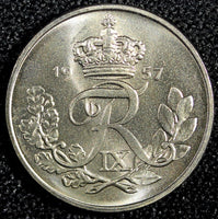 Denmark Frederik IX Copper-Nickel 1957  10 Øre GEM BU COIN KM# 841.2 (23 847)