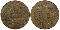 RUSSIA Anna Ivanovna Copper 1736 Denga Ekaterinburg Mint  ch.VF KM# 188 ( 755)