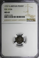 Great Britain George II Silver 1737 1 Penny NGC MS62 TOP GRADED KM# 567 (052)