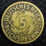 Germany Weimar Republic Aluminium-Bronze 1925 F 5 Reichspfennig  KM# 39 (23 606)