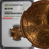 Saint Thomas & Prince Island 1971 50 Centavos NGC MS64 RB  KM# 17.2 (015)