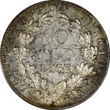 Italian States PAPAL STATES Pius IX Silver 1867 XXII R 10 Soldi aUNC KM# 1376(1)