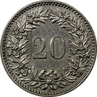 Switzerland Nickel 1930 B 20 Rappen Unc Condition KM# 29 (10 838)