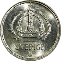Sweden Gustaf V (1907-1950) Silver 1949 10 Öre GEM BU KM# 813 (22 062)