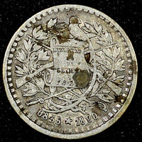 GUATEMALA Silver 1890/799 1/2 Real OVERDATE  KM# 155 .2 (22 815)