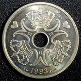 Denmark Margrethe II 1993 5 Kroner 28,5mm PROOF LIKE GEM BU KM# 869.1 (23 815)