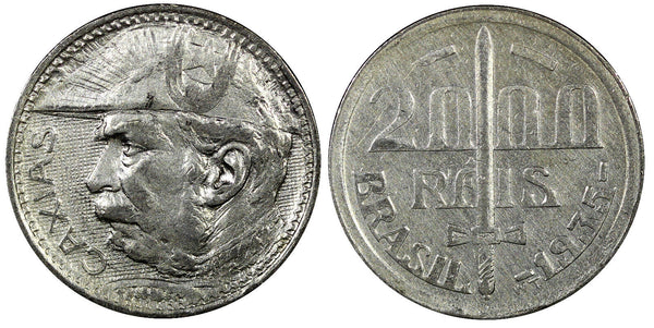 Brazil Silver 1935 2000 Reis Duke of Caxias 1 YEAR TYPE KM# 535 (22 313)