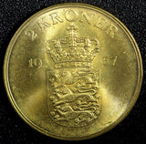 Denmark Frederik IX Aluminum-Bronze 1957 C S 2 Kroner GEM BU 31mm KM# 838.2 (31)