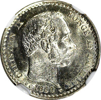 Denmark Christian IX Silver 1889 CS 10 Ore NGC MS62 KM# 795.1 (045)