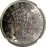 Great Britain George VI Silver 1945 1/2 Crown NGC MS62 32.3 mm KM# 856 (15)