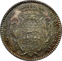 FRANCE ND Token Louis XVI Christianiss Munificentia Silver 30,9 mm RAINBOW TONED