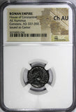 Roman Empire CONSTANS AD 337-350 AE NUMMUS (FOLLIS) /Two soldiers NGC Ch AU (46)