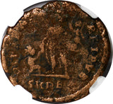 EASTERN ROMAN Theodosius I,AD 379-395 AE2 / Emperor Victory on globe NGC (325)