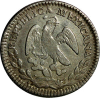 Mexico FIRST REPUBLIC Silver 1857 Zs MO 1 Real Zacatecas Mint KM# 372.10 (14 390