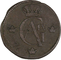 SWEDEN 1805 1 SKILLING OVERSTRUCK ON 2 ORE S.M. 1767 / FULL DATE KM#566 (17 304)