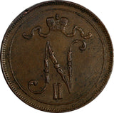 Finland Nicholas II Copper 1916 10 Pennia KM# 14 (18 634)